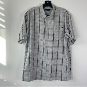 O'Neill Shirt Short Sleeve Button Up Black Gray Plaid Camp Men's Size Medium